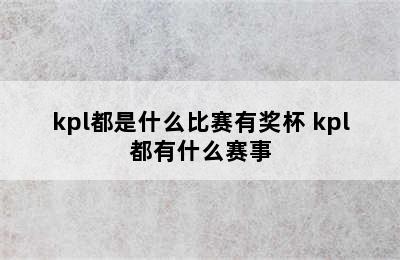 kpl都是什么比赛有奖杯 kpl都有什么赛事